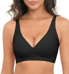 Xcutting Deep V Bras for Women No Underwire Wireless Push Up Bra Seamless Plunge Bralette Comfort Supportive Bra Full Coverage Buttery Soft Seamless (Black,X-Large)