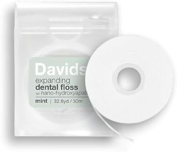 Davids Expanding Dental Floss + Refill w/Hydroxyapatite, No Break Woven Strands, Waxed, Vegan, Cocoa Butter & Mint, Kid Friendly, Refillable Dispenser, 66 yd