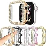 5Pack Compatible with Apple Watch Series 3/2/1 38mm Bling Case, Double Row Crystal Diamonds Protector Cover PC Plated Bumper Frame (5 Colors, 38mm)