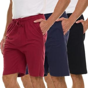3 Pack Mens Jersey Shorts with Pockets and Drawstring – Soft Men's Lounge Shorts for The House, Sleep PJ, Pajamas – Up to 3XL