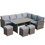 YZABEL Patio Furniture Sets 6 Pieces Patio Sectional Outdoor Furniture Patio Sofa Chairs Set All Weather PE Rattan Wicker Couch Conversation Set With Thickened Cushions & Coffee Table