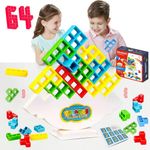 71Nmly 64PCS Tetra Tower Balance Game Tower Balance Stacking Team Building Blocks Board Game Stress Relief Toy DIY Swing Stack High Balance Toy Puzzle Stacking Blocks Interactive Toy Gift for Kid