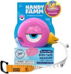 Handy Famm 8Ft Animal-Shaped Kids Tape Measure, Level & Protractor Angle Finder, Fun Educational Children's Tape Measure, Small Measuring Tape for Learning Early Math Skills, Ages 6+, Pink Bird