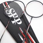 SPP 2- Pack Durable Badminton Rackets Badminton Racquets Set with a Free Full Cover Black