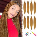 FESHFEN Pre Stretched Braiding Hair 8 Pack Premium Kanekalon Braiding Hair Extensions, Warm Water Setting Perm Yaki Texture Pre-stretched Braiding Hair for Women 26 inch, Strawberry Blonde