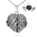 ZPMMPZ Angel Wing Heart Stone Necklace Healing Crystal Wing Love Heart Pendant Necklace Birthday Anniversary Christmas Jewelry Gifts for Women, Stone, Amethyst