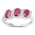 The Diamond Ring Collection: Sterling Silver Genuine Ruby & Diamond Eternity Engagement Ring (Size L)