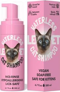 Waterless Cat Shampoo – No Rinse Dry Shampoo for Cats & Kittens, Hypoallergenic Cat Cleaning Foam, Lick-Safe Formula for Indoor Cats, Helps Neutralize Odors & Refresh Coat Between Baths, 6.7 oz