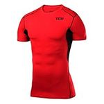 TCA Men's HyperFusion Compression Base Layer Top Short Sleeve Under Shirt - Red/Black, M