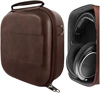 Geekria Shield Headphones Case Compatible with Sennheiser HD 599, HD 598, HD 560S, HD 559, HD 558, HD 555, HD 400 Pro Case, Replacement Hard Shell Travel Carrying Bag with Cable Storage (PU Brown)