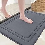 smiry Memory Foam Bath Mat, 40 x 60 cm, Extra Soft Non-Slip Bathroom Mat, Super Absorbent Quick Dry Bath Mats for Bathroom, Thick, Comfortable, Machine-Washable Bathroom Floor Rug, Dark Grey