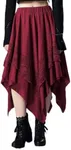 Verdusa Women's Renaissance Skirt Lace Flowy Fairy Skirt Y2k Layered Asymmetrical Midi Skirt Burgundy X-Small