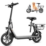 Jasion JS3 Electric Scooter for Adults with Seat, 650W Peak Motor up to 20MPH, 20 Miles Ranges Foldable E-Scooter for Adults, Electric Scooter for Commuting with Basket