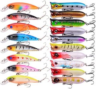 Fishing Poppers Minnow Laser Lures 3D Eyes Jerk Bait Topwater Hard Popper Lures for Bass Salmon Trout Swimbaits Aorace 18Pcs/lot Fishing Tackle Set Saltwater Freshwater