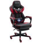 Bonzy Home Bonzyhome Gaming Chair, Ergonomic Racing Gaming Chair for Adults with Footrest and Lumbar Massage, Height Adjustable with Swivel Seat and Headrest for Home/Office (Red), 008