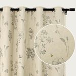 Farmhouse Linen Curtains for Living Room 84 Inch Length Floral Patterned Grommet Curtains Boho Light Filtering Window Curtains 2 Panels Set for Bedroom Dining Room Kitchen Decor