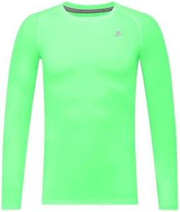 DEVOROPA Youth Boys Compression Shirt Long Sleeve Football Baseball Undershirt Quick Dry Kids Sports Baselayer Neon Green L