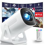 CLOKOWE 4K Mini Projector with Star Modes & Ambient Lighting, Built-in Apps | Full HD 1080P Support | WiFi 6 & Bluetooth 5.2 | ±45° Auto Keystone | 270° Rotation | Portable Outdoor Movie Projector