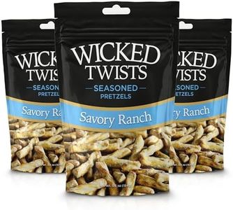 Wicked Twists Savory Ranch Seasoned Pretzels Twists 5.5 oz (3 Pack) Snack Pretzel Sticks Rods, Bold Flavor Snack, Resealable Fresh Pack, Baked Crunch, Party & School-Ready