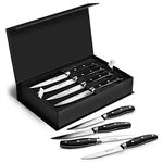 HENCKELS Forged 8Piece Black Kitchen Steak Knife Set,Premium Stainless Steel Serrated Cutlery Set with Storage Box,Classic Triple Rivet,German Engineered Informed by100+Years of Mastery,silver,regular