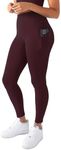 YITTY Active Women's UltraLuxe High-Waist Pocket Legging, Athleisure, 4-Way-Stretch, Burgundy, M, Regular