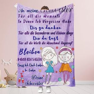 PQCXXA Regalo para hermanas, regalos para hermana, mejor hermana, manta de regalo, regalo personalizado para cumpleaños de hermanas, hermana mayor (para hermana A, 150 x 200 cm)