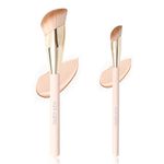 ENZO KEN Angled Cream Foundation and Small Under Eye Concealer Brush, Nose Contour Brush, Small Concealer Brushes for Makeup, Foundation Brush for Liquid Makeup, Liquid Foundation, Foundcealer Brush.