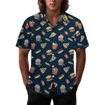 Joyidec Mens Hawaiian Shirt Casual Button Down Short Sleeve Tropical Beach Holiday Aloha Party Shirt for Men Funny, Funny Pizza Hamburger, Large