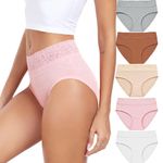 RHYFF Womens Underwear Cotton Hipster Panties Lace Panty Breathable Bikini Underpants Soft Ladies Plus Size Briefs S-3XL, Graypink, Medium