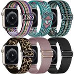 WJK Compatible with Apple Watch Band 40mm Women Men, Sport Stretchy Nylon Straps Compatible with Apple Watch Band 38mm 41mm 42mm 44mm 45mm 49mm for iWatch Ultra Ultra2 SE SE2 Bands Series 9 8 7 6 5 4 3 2 1, 6 Packs