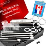 Premiala 304-Stainless Steel Meat Injector - With Marinade Straw! 4 Needles, Spare Orings, Ebook, Spares Available! The Original 2oz Marinade Injector Syringe Kit Creates Juiciest Turkey and BBQ Ever!