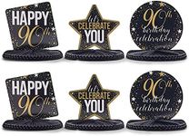 Sparkle and Bash 90th Birthday Party Honeycomb Centerpiece Decoration (12 x 11 in, 6 Pack)