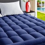 TEXARTIST Mattress Pad King Mattress Topper Pillow Top Cooling, Quilted Fitted Mattress Cover King Mattress Protector, Soft King Bed Topper Deep Pocket 8-21" for Home Hotel Dorm (78x80 Inch, Blue)