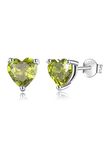 Vito 925 Sterling Silver Birthstone August Stud Earrings for Women, Heart Cubic Zirconia Hypoallergenic Peridot Ear Studs Jewelry Gift for Girls Mom Wife Daughter on Birthday