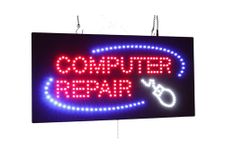 Computer Repair Sign, 24"x12", 60x30cm, TOPKING, Signage, LED, Bright, Open, Signboard, Display, Grand Opening, Gift