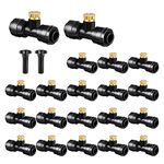 Wexecon Misting Nozzles Kit Include 20pcs Brass Mister Nozzles and 20pcs Black Misting Nozzles Tees with 2pcs Plugs for Outdoor Patio Misting System