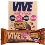 Vive Natural Variety Pack High Protein Bar - Vegan Treat - Healthy High Fibre Snack - Pack of 5