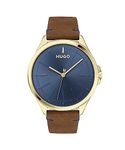 HUGO Analogue Quartz Watch for Men with Brown Leather Strap - 1530134