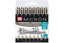 Sakura Pigma Micron fineliner Set | 7 Sizes + 1 Pigma Micron PN for Free, Black (POXSDK8S)