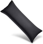 WishSmile Body Bamboo Cooling Pillowcases Long Pillow Cases Breathable Cool Silky Soft Moisture Wicking for Hot Sleepers,Hair and Skin Friendly,Black,1 Pack,20x54 inches