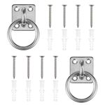 Tie Ring on Plate 35mm x 40mm Pack of 2 Galvanised Dog Animal Tether Horse Hay Net Tack Tie up Stable Ring Hook