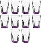 DISCOUNT PROMOS 12.5 oz. Classic Hexagon Bar Glasses, Set of 10 Glasses, Drinking Glasses for Restaurant or Bar, Purple