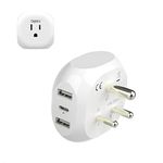 Ceptics 3 Outlet Travel Adapter Plug Type D for India, Africa