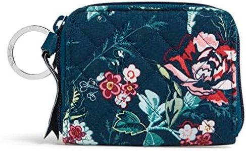 Vera Bradley Women's Cotton Petite Zip-Around Wallet with RFID Protection, Rose Toile - Recycled Cotton, One Size