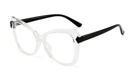 SOOLALA Womens Modern Oversize Frame Cat Eye Reading Glasses, Trans, 1.75