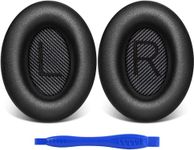 Sounce Replacement Earpads Cushions for Bose QuietComfort 35 (QC35) Quiet Comfort 35 II, QuietComfort 15 QC35/ Ae2 Ae2i Ae2w SoundTrue & SoundLink Headphones, Ear Pads with Softer Leather (Black)