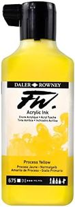 Daler-Rowney FW Acrylic Ink Bottle Process Yellow - Versatile Acrylic Drawing Ink for Artists and Students - Permanent Calligraphy Ink - Archival Ink for Illustrating and More