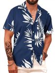 APTRO Men's Shirt Short Sleeved Shirts Fashion Casual Fit 3D Shirt Beach Aloha Funky Party Holiday Summer Shirt HW024 Navy XL