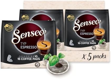 Senseo Espresso Coffee Pods – 80 Count (5 Packs of 16) – Rich & Bold Espresso Flavor – Single-Serve Coffee Pads Compatible with Senseo & PeleCom Machines – For Hot, Iced Coffee & Cold Brew