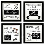 Indianara 4 Piece Set of Framed Wall Hanging PET Dog (1035) Decor Art Prints 8.7 INCH X 8.7 INCH Without Glass